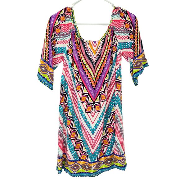 Flying Tomato Boho Blouse Women’s Size Medium Multicolor Geometric Tunic Top - Picture 10 of 10
